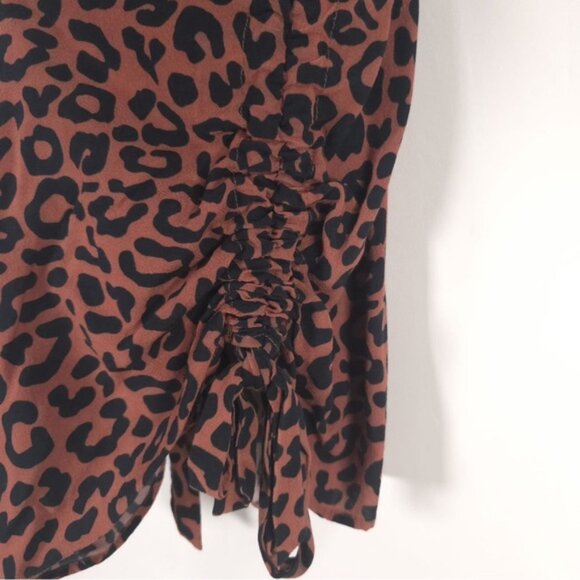 Lovers + FRIENDS REVOLVE Tina Leopard Rushed
Side Tie Square Neck Dress SMALL‎ - Picture 9 of 11